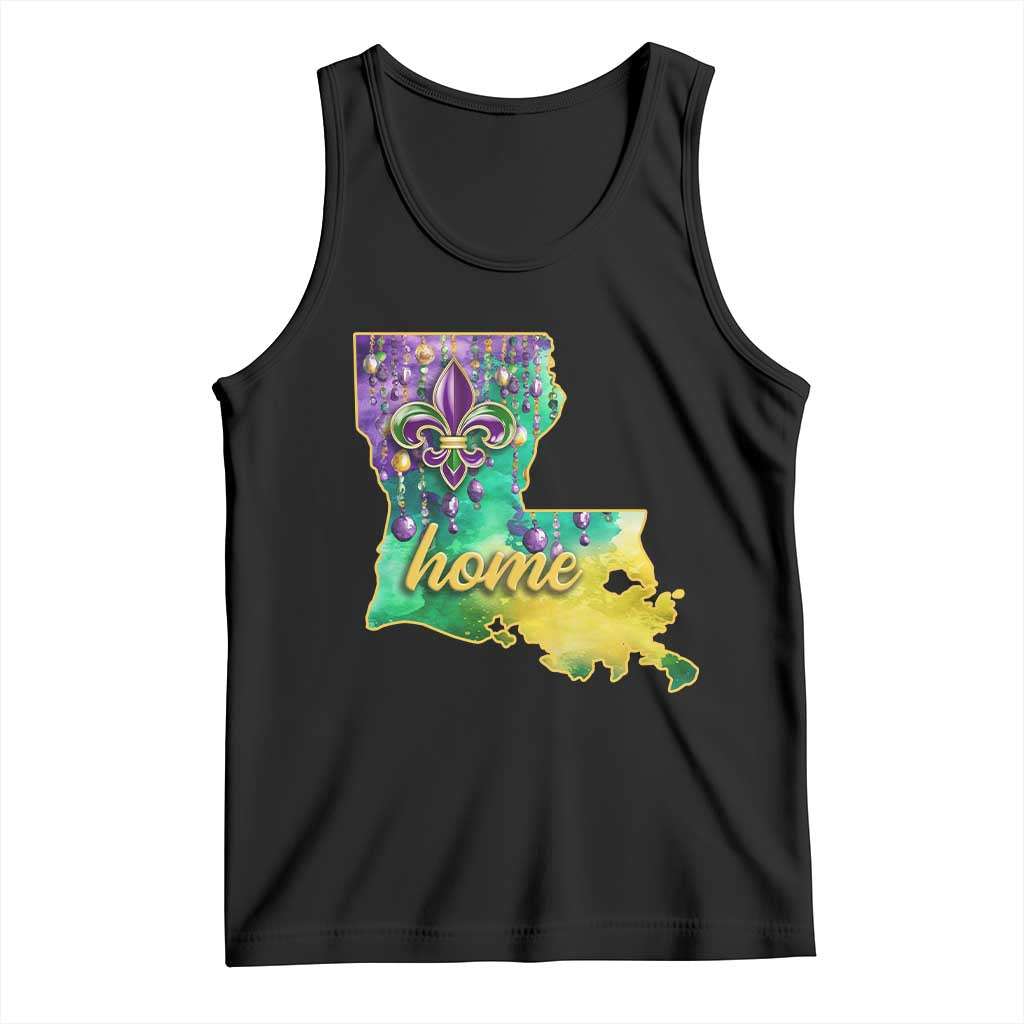 Home Louisiana Tank Top Mardi Gras Fleur De Lis LA Map