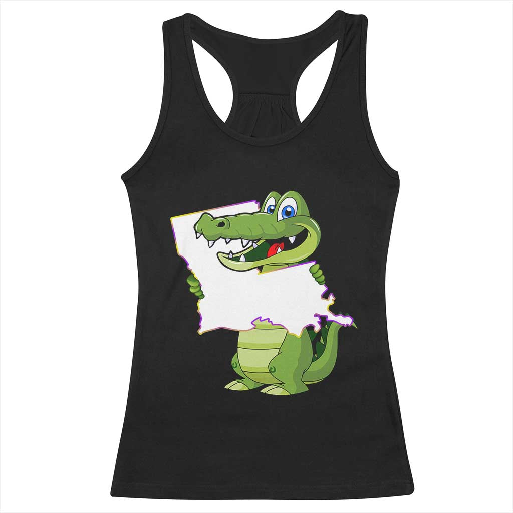 Cute Louisiana Aligator Racerback Tank Top