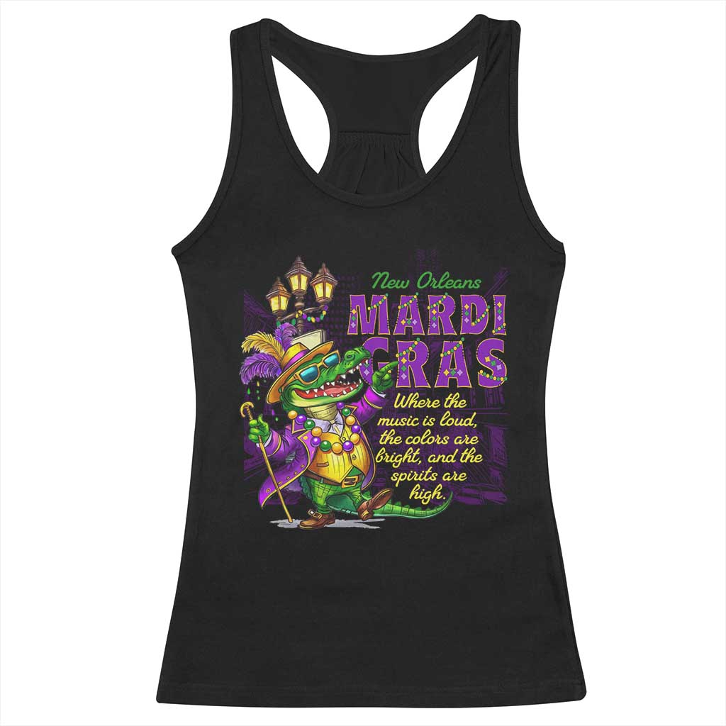 New Orleans Louisiana Mardi Gras Racerback Tank Top Where The Music Is Loud The Colors Are Bright And The Spirits Are High