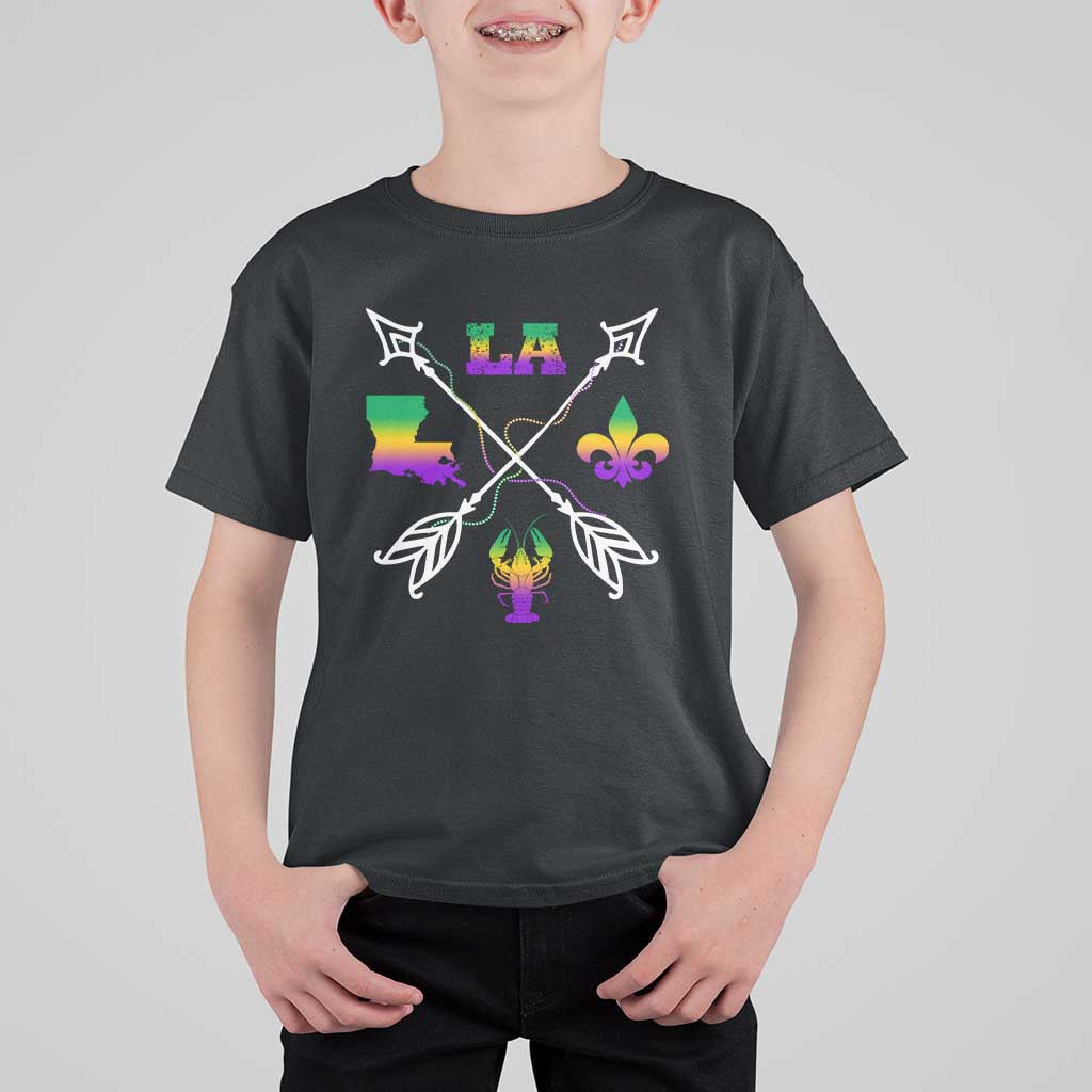 Louisiana Mardi Gras T Shirt For Kid Crawfish Fleur De Lis