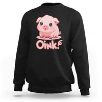 Black pig sweatshirt with cute pig graphic and Oink! print