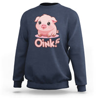 Navy pig sweatshirt with cute pig graphic and Oink! print
