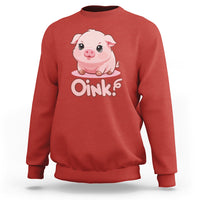 Red pig sweatshirt with cute pig graphic and Oink! print