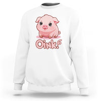 White pig sweatshirt with cute pig graphic and Oink! print