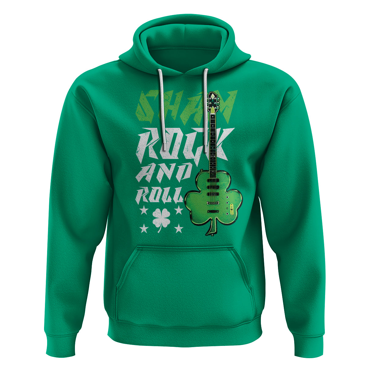 St. Patrick's Day Hoodie Funny Sham Rock N Roll Shamrock Guitar - Wonder Print Shop