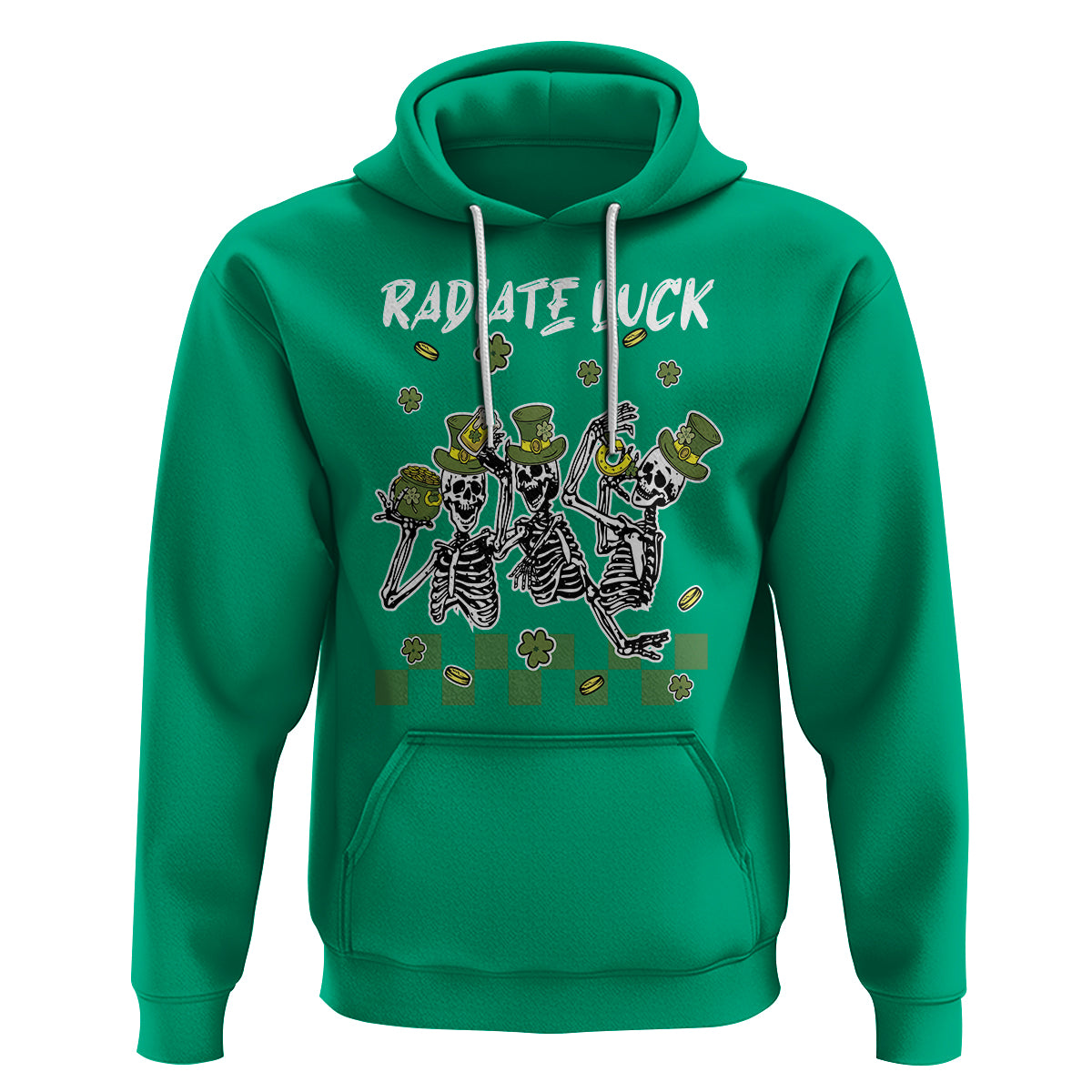 St. Patrick's Day Hoodie Radiate Luck Funny Skeleton Radiology - Wonder Print Shop