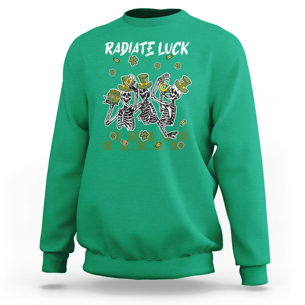 St. Patrick's Day Sweatshirt Radiate Luck Funny Skeleton Radiology - Wonder Print Shop