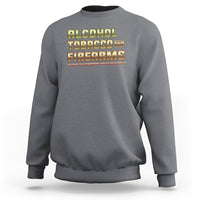 Charcoal gray crewneck sweatshirt with Alcohol Tobacco Firearms front graphic.