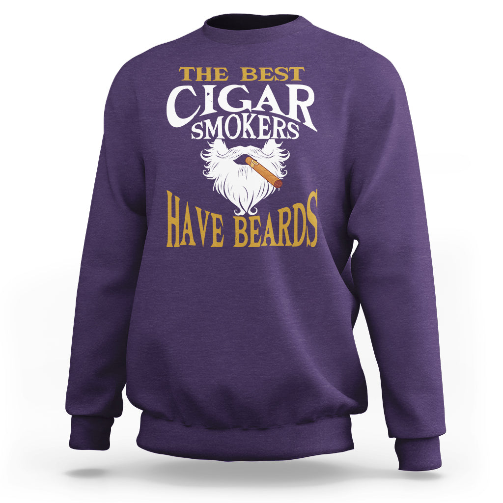 Purple cigar lover sweatshirt with large "The Best Cigar Smokers Have Beards" print