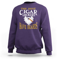 Purple cigar lover sweatshirt with large "The Best Cigar Smokers Have Beards" print