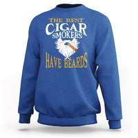 Royal blue cigar lover sweatshirt with large "The Best Cigar Smokers Have Beards" print