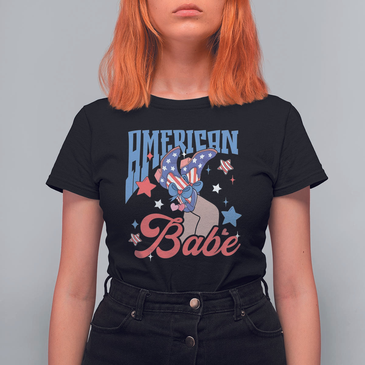 American Babe T Shirt For Women Cowgirl Coquette 4th Of July - Wonder Print Shop