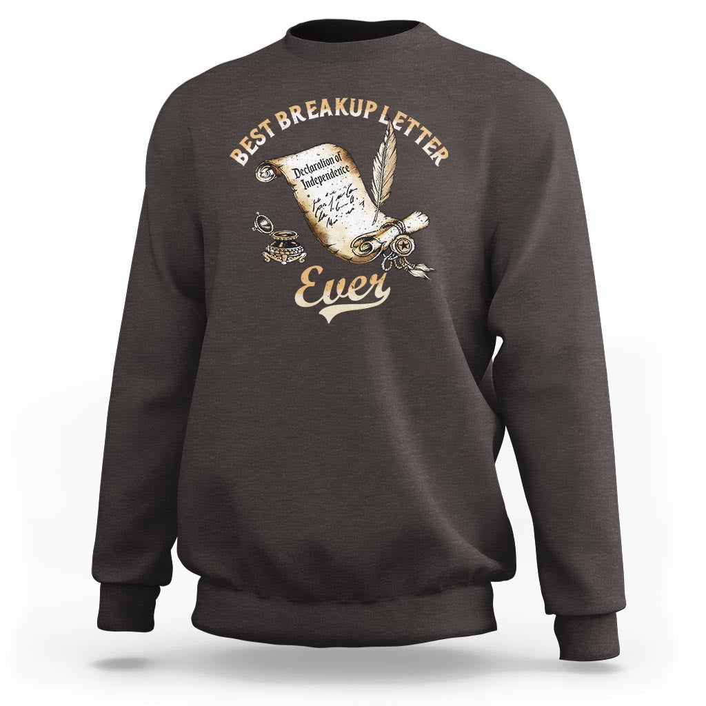 Charcoal sweatshirt with “Best Breakup Letter Ever” graphic on chest