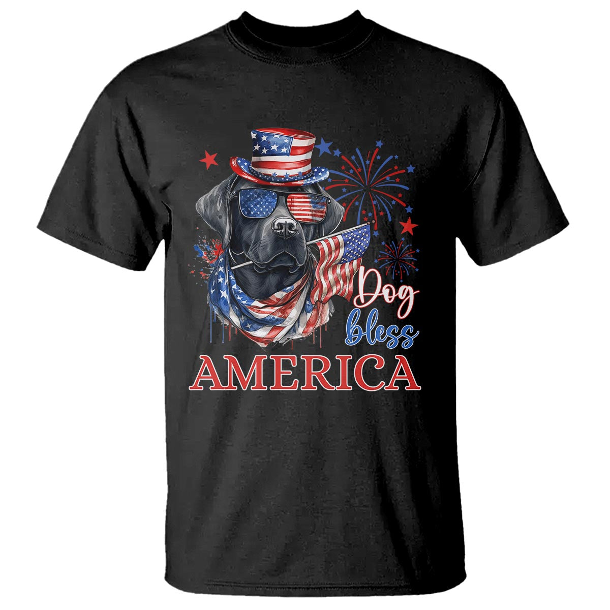 4th Of July Dog Bless America US Patriotic T Shirt - Wonder Print Shop