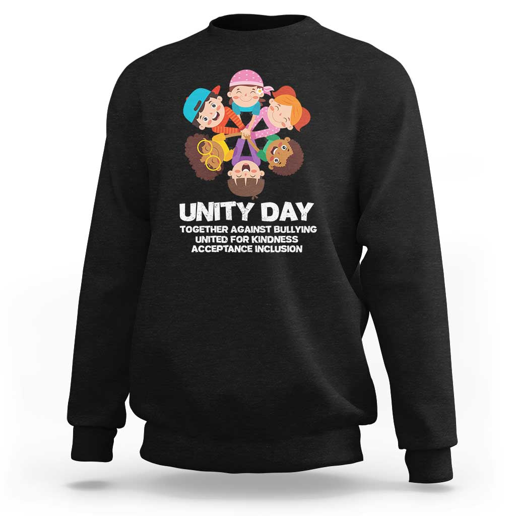 Kids' sweatshirt with Unity Day anti-bullying graphic, black