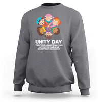 Kids' sweatshirt with Unity Day anti-bullying graphic, charcoal gray