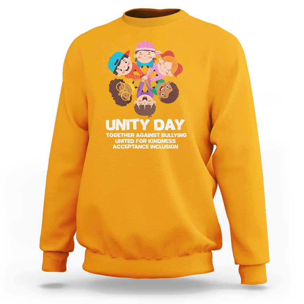 Kids' sweatshirt with Unity Day anti-bullying graphic, gold