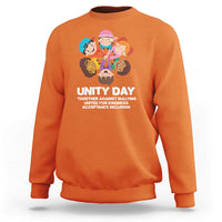 Kids' sweatshirt with Unity Day anti-bullying graphic, orange