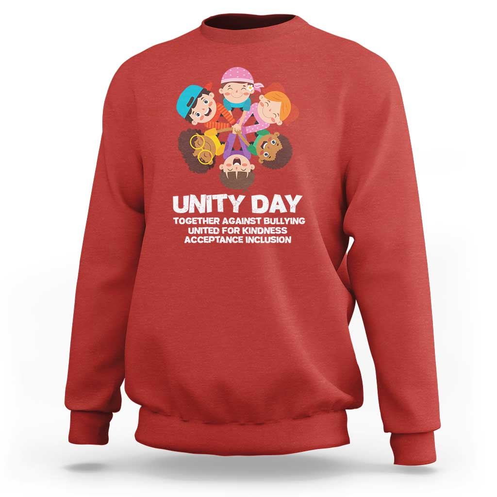 Kids' sweatshirt with Unity Day anti-bullying graphic, red