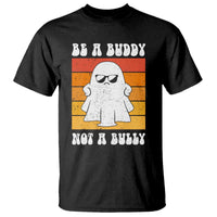 Anti-bullying T-shirt in black with ghost sunglasses and 'Be a Buddy' front graphic
