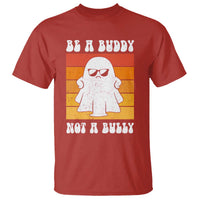 Anti-bullying T-shirt in red with ghost in sunglasses and 'Be a Buddy' front graphic