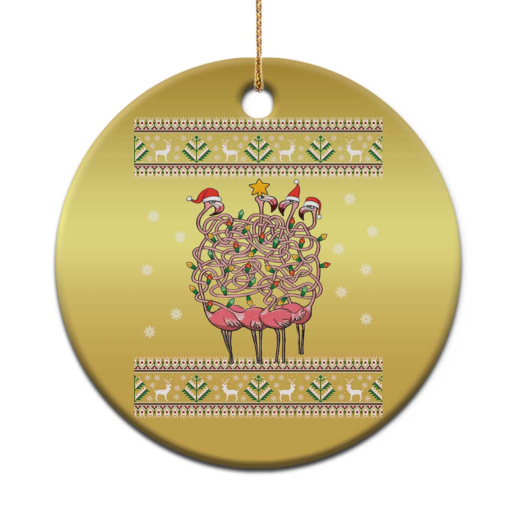 Funny Flamingo Family Xmas Light Tangled Christmas Ornament - Wonder Print Shop