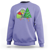Violet Christmas sweatshirt with T-Rex and tree graphic, crewneck long sleeves
