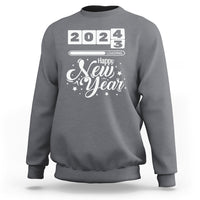 Charcoal gray crewneck sweatshirt with 2024 and Happy New Year graphic on chest