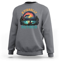 Men's retirement sweatshirt, charcoal gray with fish graphic and 'RETIRED' text