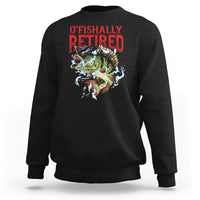 Black men's sweatshirt with red 'O'FISHALLY RETIRED' fish graphic on the chest