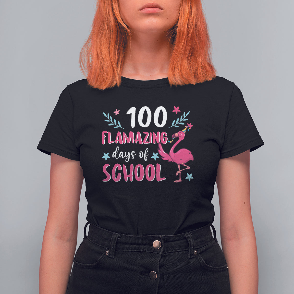 100th Day Of School T Shirt For Women 100 Flamazing Days Flamingo - Wonder Print Shop