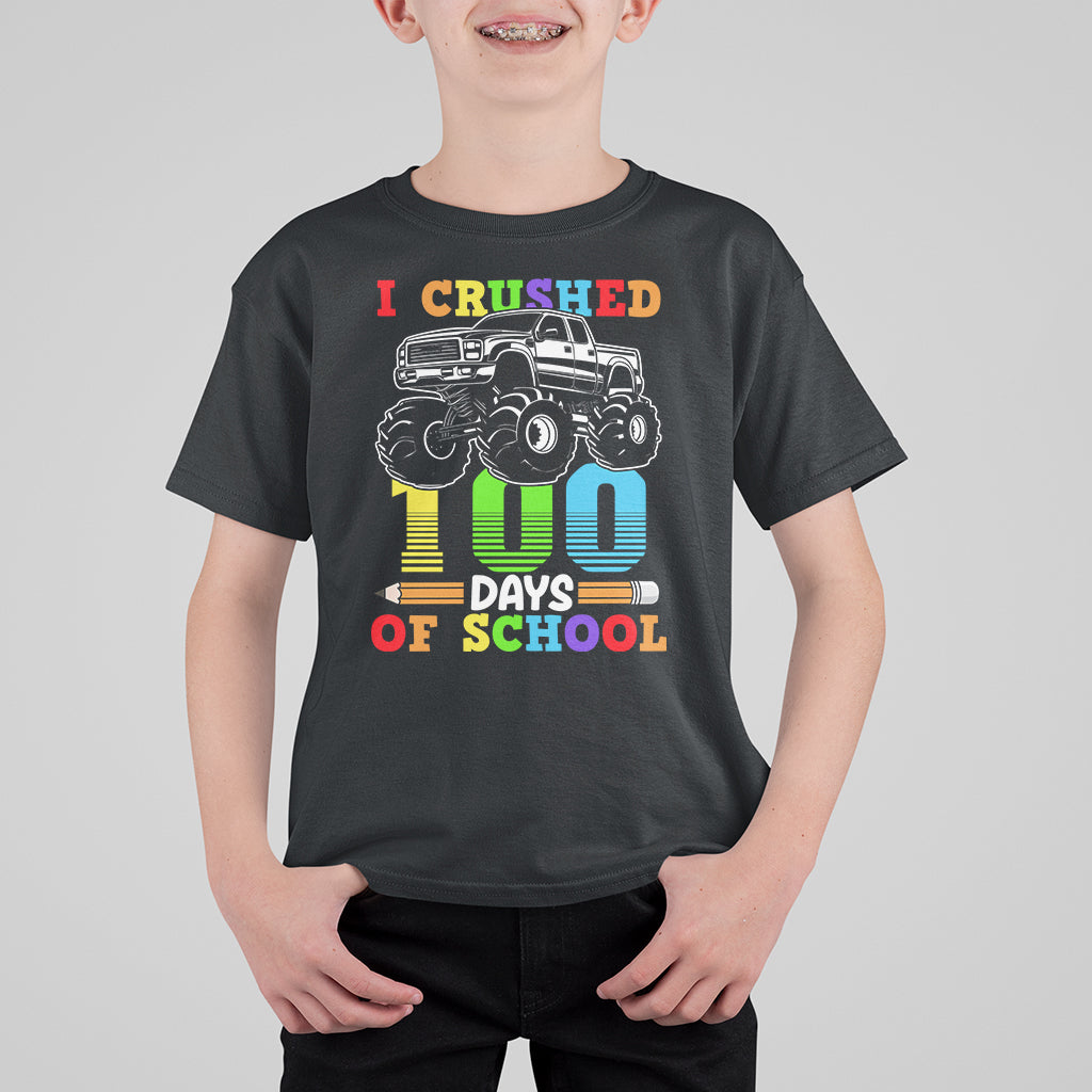 100th Day Of School T Shirt For Kid I Crushed 100 Days Monster Truck - Wonder Print Shop