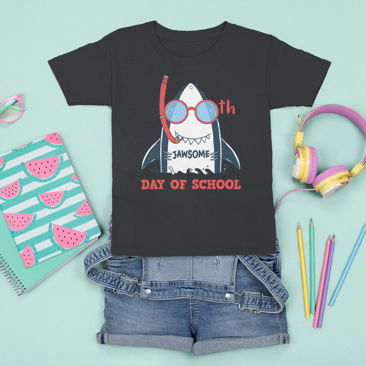 100th Day Of School T Shirt For Kid 100 Jawsome Days Funny Shark - Wonder Print Shop