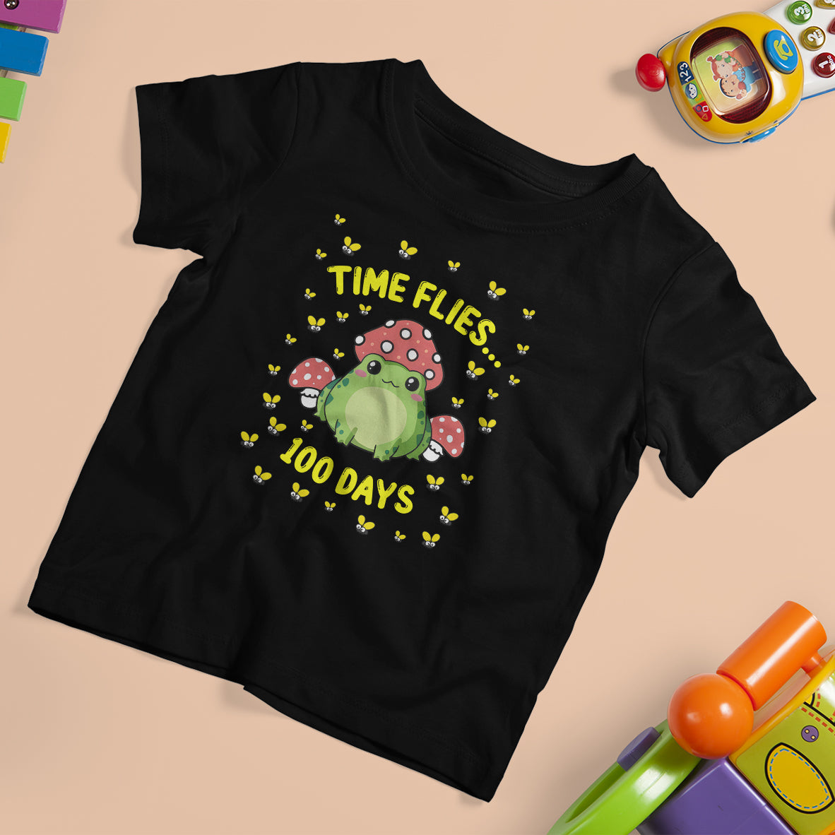 100th Day Of School T Shirt For Kid Time Flies Frog 100 Days - Wonder Print Shop