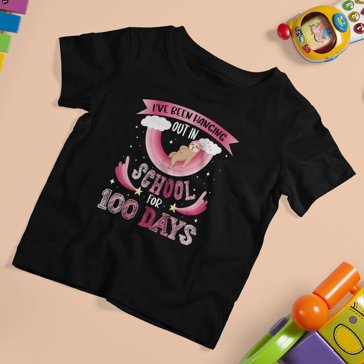 100th Day Of School T Shirt For Kid Hanging Out In School For 100 Days Funny Sloth - Wonder Print Shop