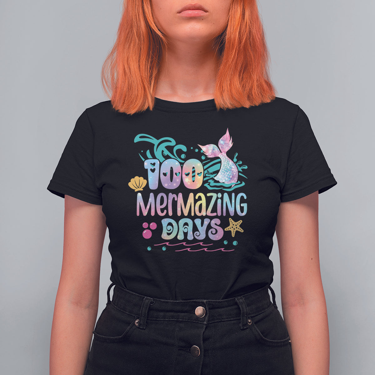 100th Day Of School T Shirt For Women 100 Mermazing Days Mermaid - Wonder Print Shop