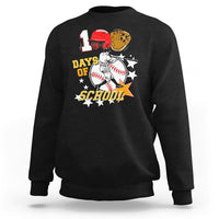 Black sweatshirt with baseball player graphic and '100 Days of School' print