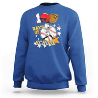 Royal blue sweatshirt with baseball player graphic and '100 Days of School' print