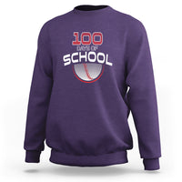 Purple sweatshirt with '100 Days of School' baseball graphic on front