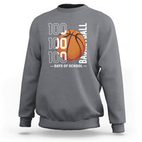 Charcoal basketball sweatshirt with '100' text and orange basketball graphic, crew neck