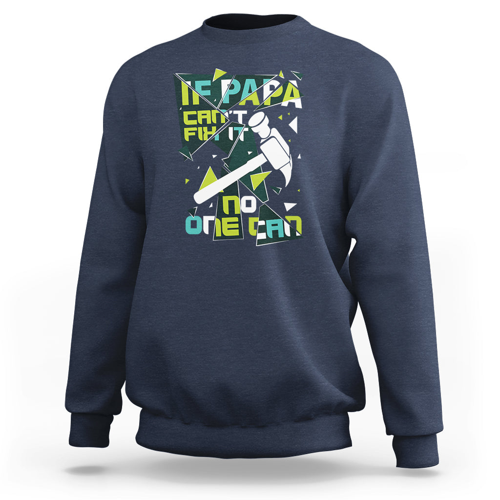 Navy crewneck sweatshirt with colorful Papa graphic on front