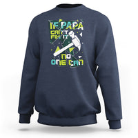 Navy crewneck sweatshirt with colorful Papa graphic on front