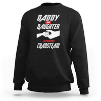 Black crewneck sweatshirt with 'Dad and Daughter' printed team graphic