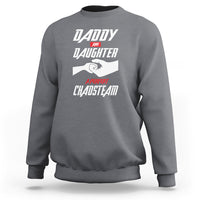Charcoal gray crewneck sweatshirt with 'Dad and Daughter' printed team graphic