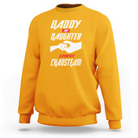 Gold crewneck sweatshirt with 'Dad and Daughter' printed team graphic