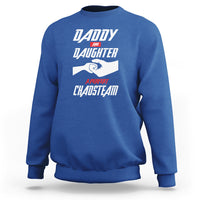 Royal blue crewneck sweatshirt with 'Dad and Daughter' printed team graphic