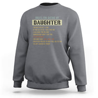 Gray sweatshirt with 'Rules for dating my daughter' front graphic