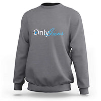 OnlyGuns graphic gun owner sweatshirt, dark heather gray crewneck with long sleeves