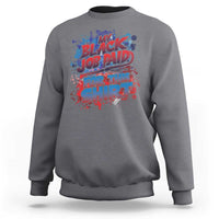 Charcoal gray crewneck sweatshirt with long sleeves and colorful “My Black Job Paid For This Shirt” print