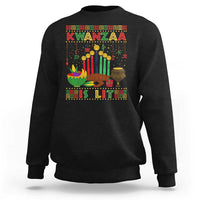 Black Kwanzaa sweatshirt with colorful front “Kwanzaa is lit” graphic
